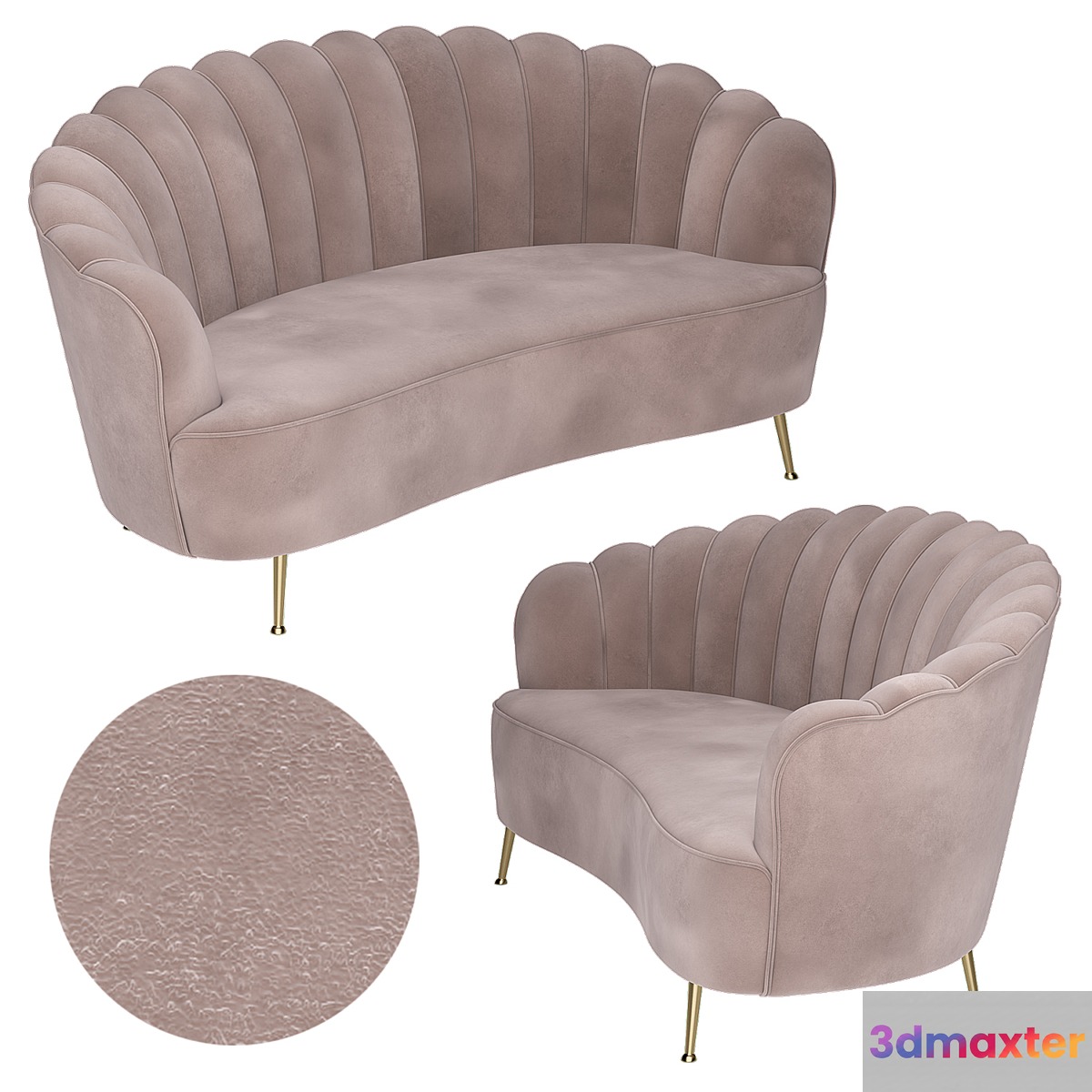 Rita Velvet Sofa 3D Max