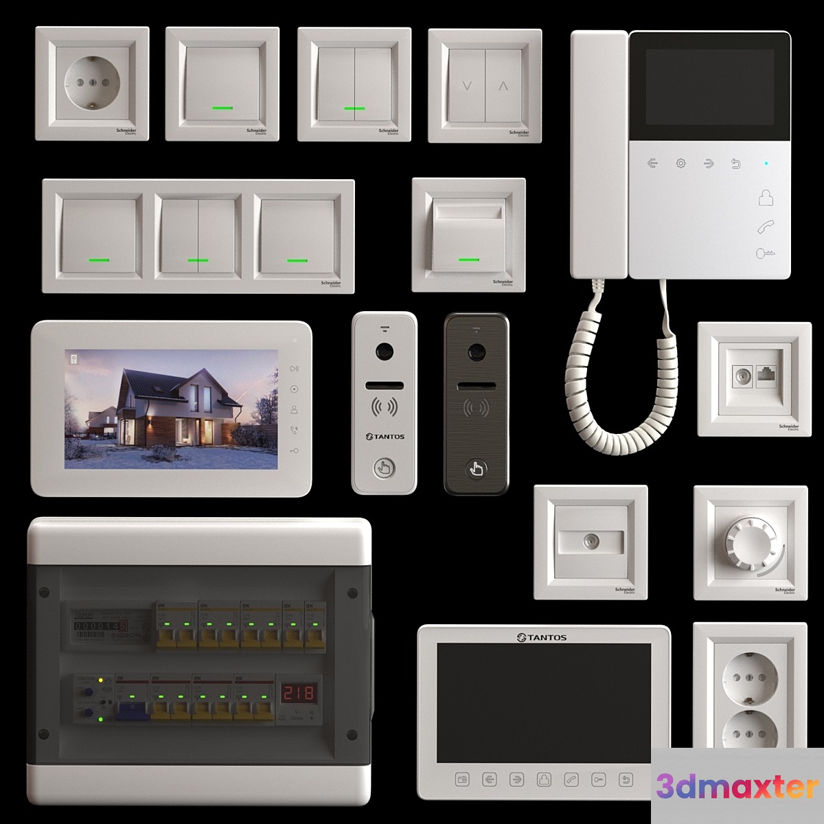 Tantos and Schneider Electric home electronics kit 3D Max