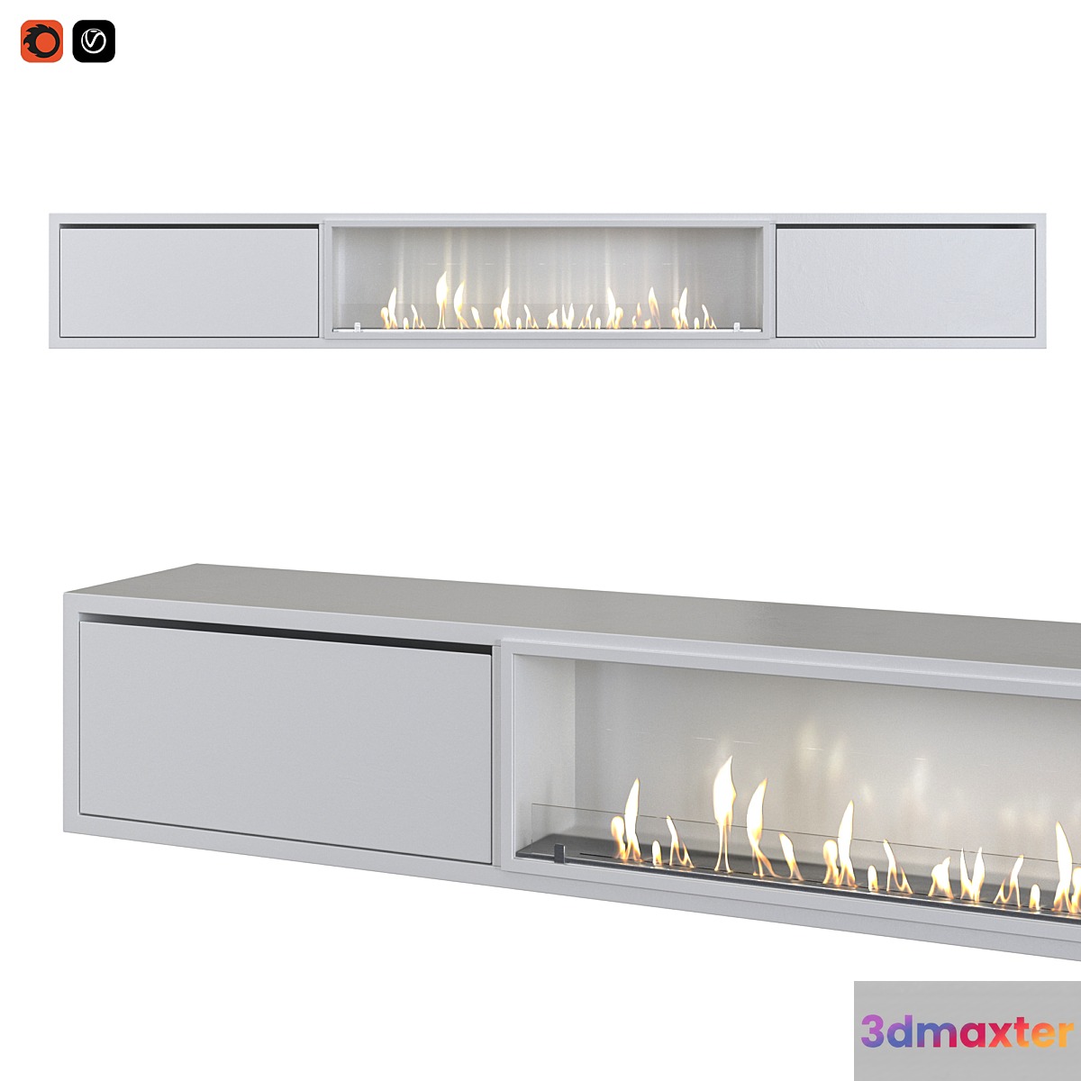 TV cabinet with built-in bio fireplace - No.3