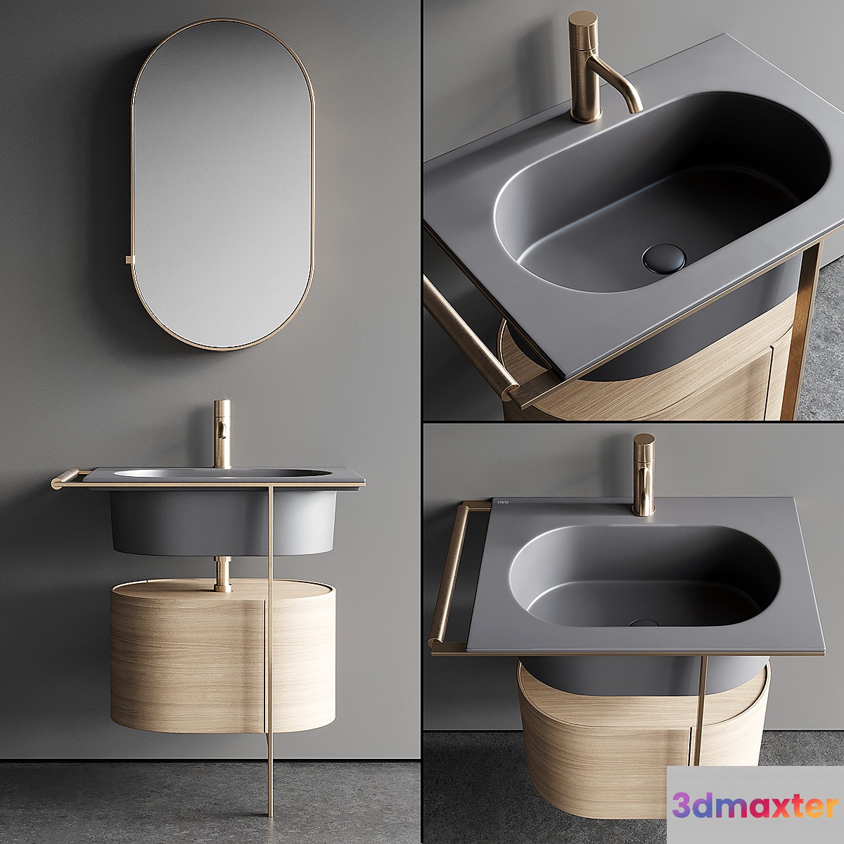 Ceramica Cielo Kyros Single Vanity Unit Set 2 3D Max