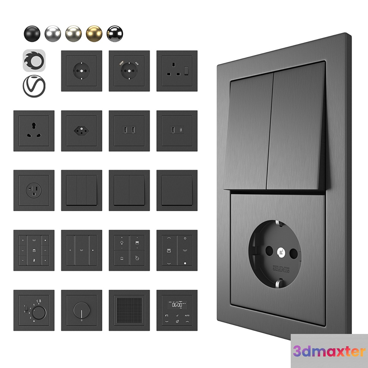 Jung LS-Design set Metal 3D Max