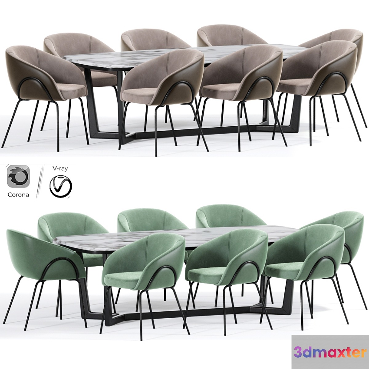 Xander Dining Chair Table 3D Max