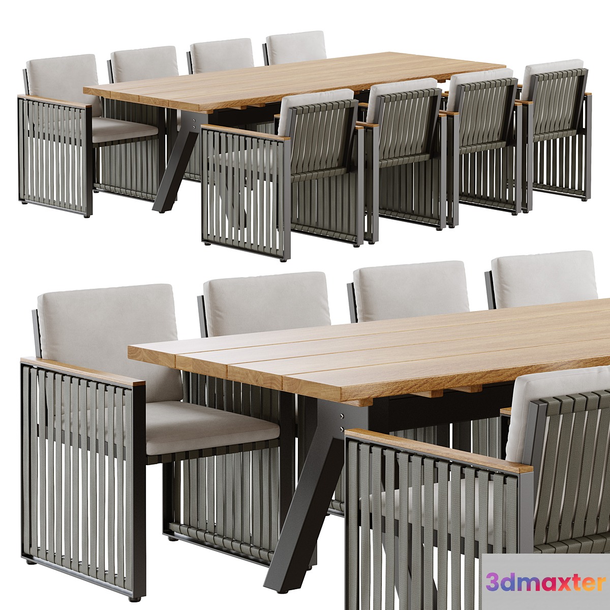 Outdoor garden wicker woven dining set Skyline design Horizon - No.2