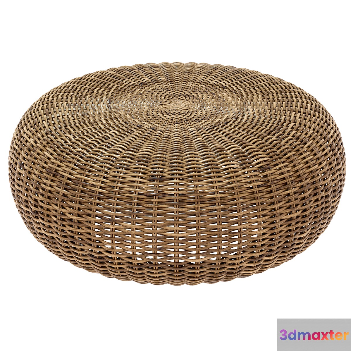 round braided rattan pouf. California