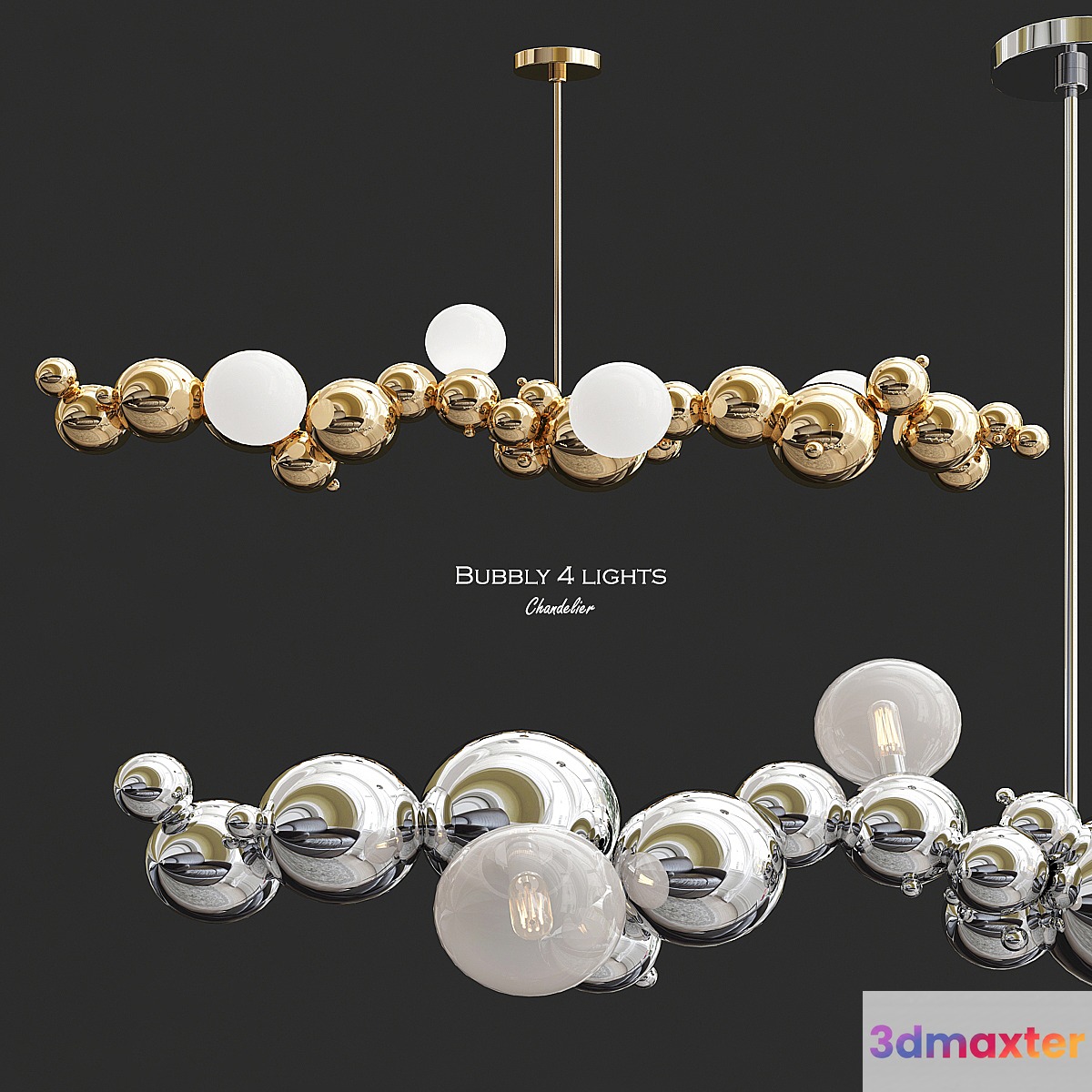 Bubbly 4 light Chandelier 3D Max