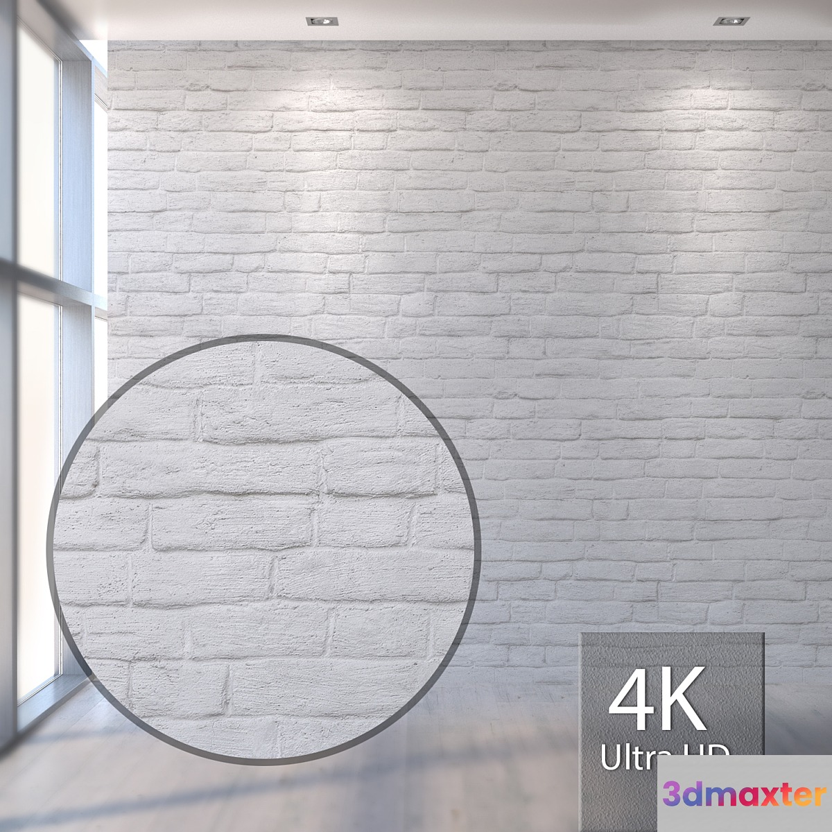 Plastered White Brick Wall 1048 3D Max