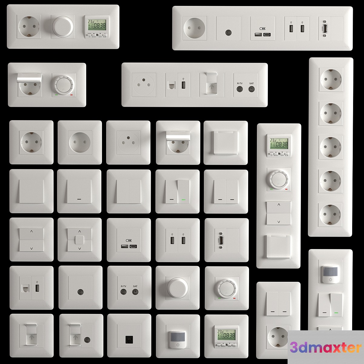 UNICA NEW Schneider Electric socket set 3D Max