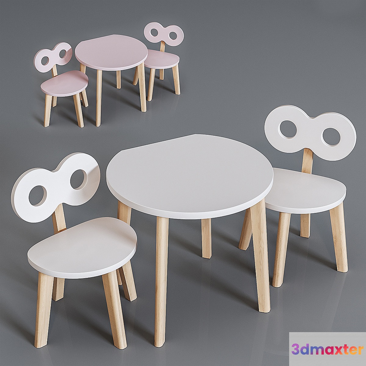 Ooh-Noo Childrens table and high chair 3D Max