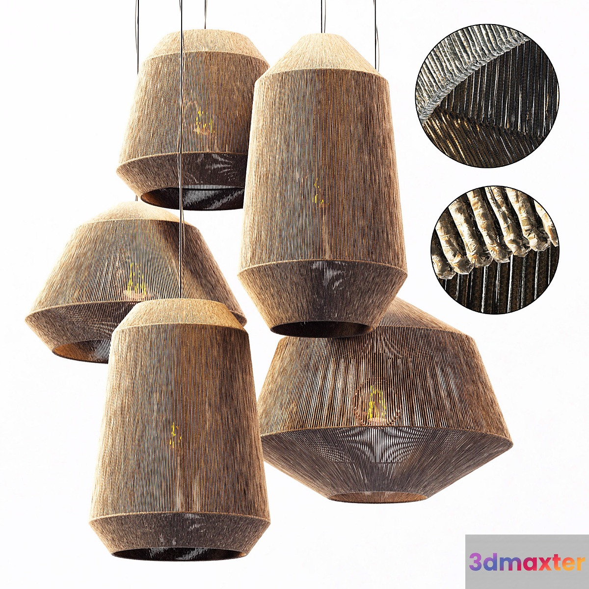 Lamp wood rotang wicker barrel n2 _ Wicker rattan lamp 