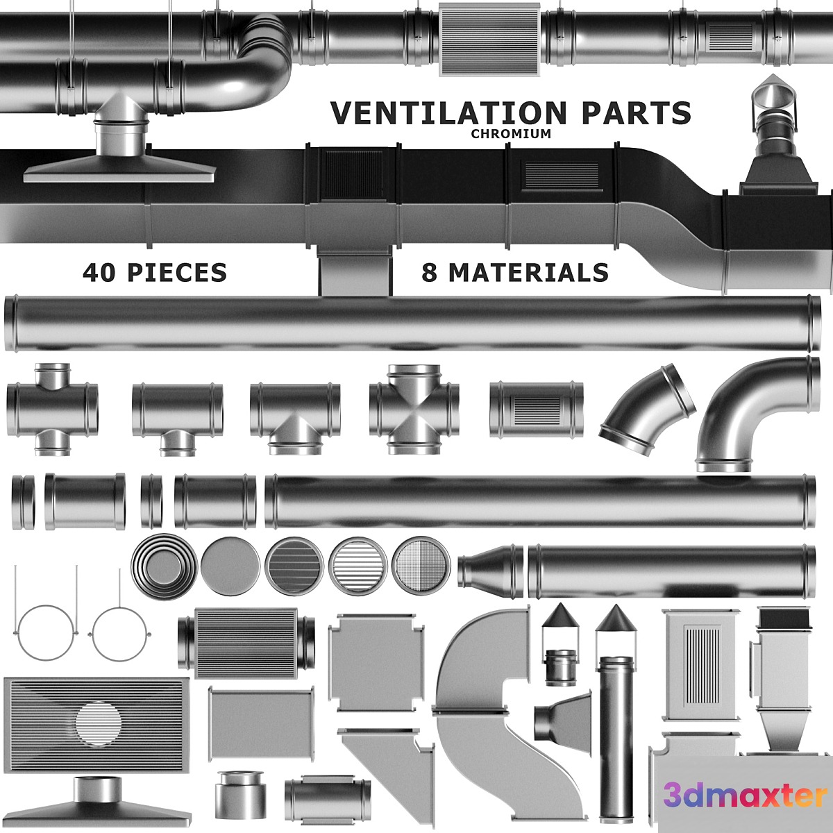 Parts Ventilation System Set 01 3D Max