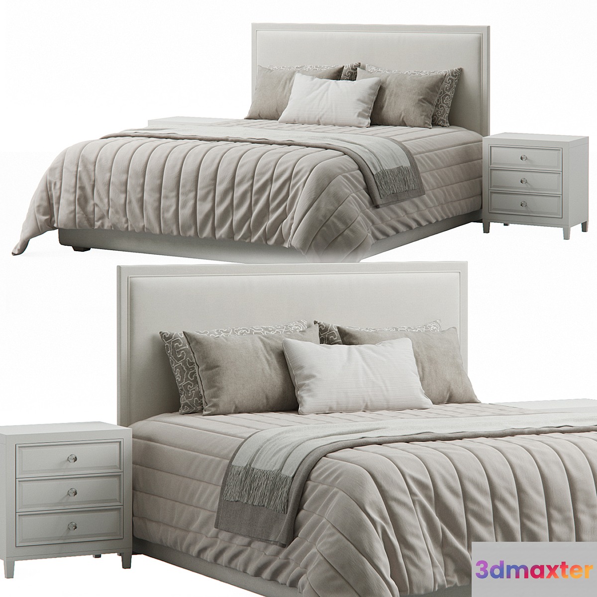 Manhattan Rectangular Headboard Bed by Bassett Furniture 3D Max