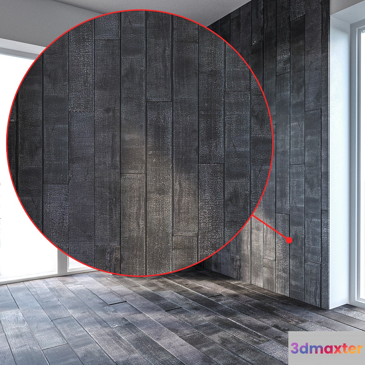 Suntan Charcoal wood burnt by Yakisugi Shou Sugi Ban technology 3D Max