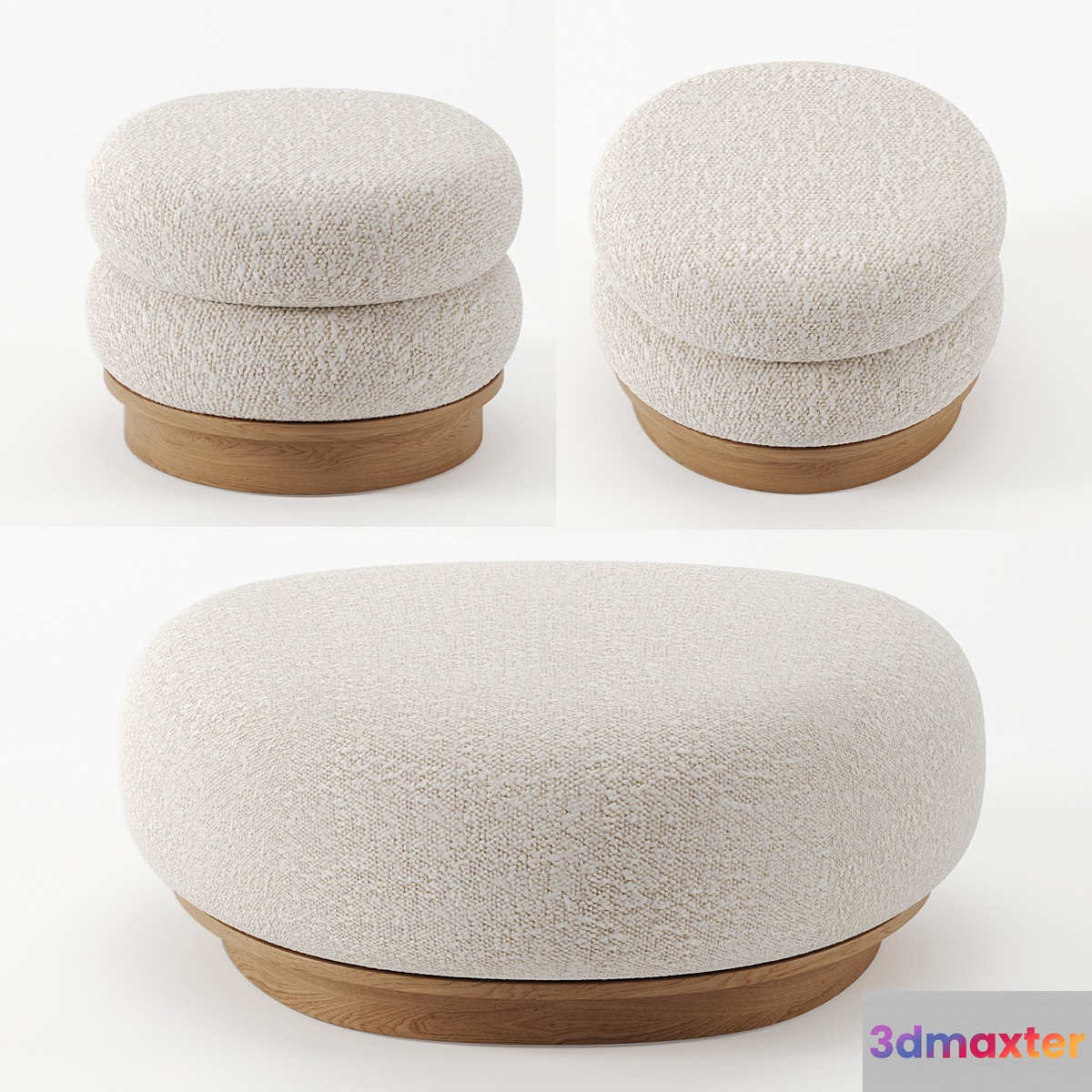 Split ottomann and pouf by Emmanuelle Simon