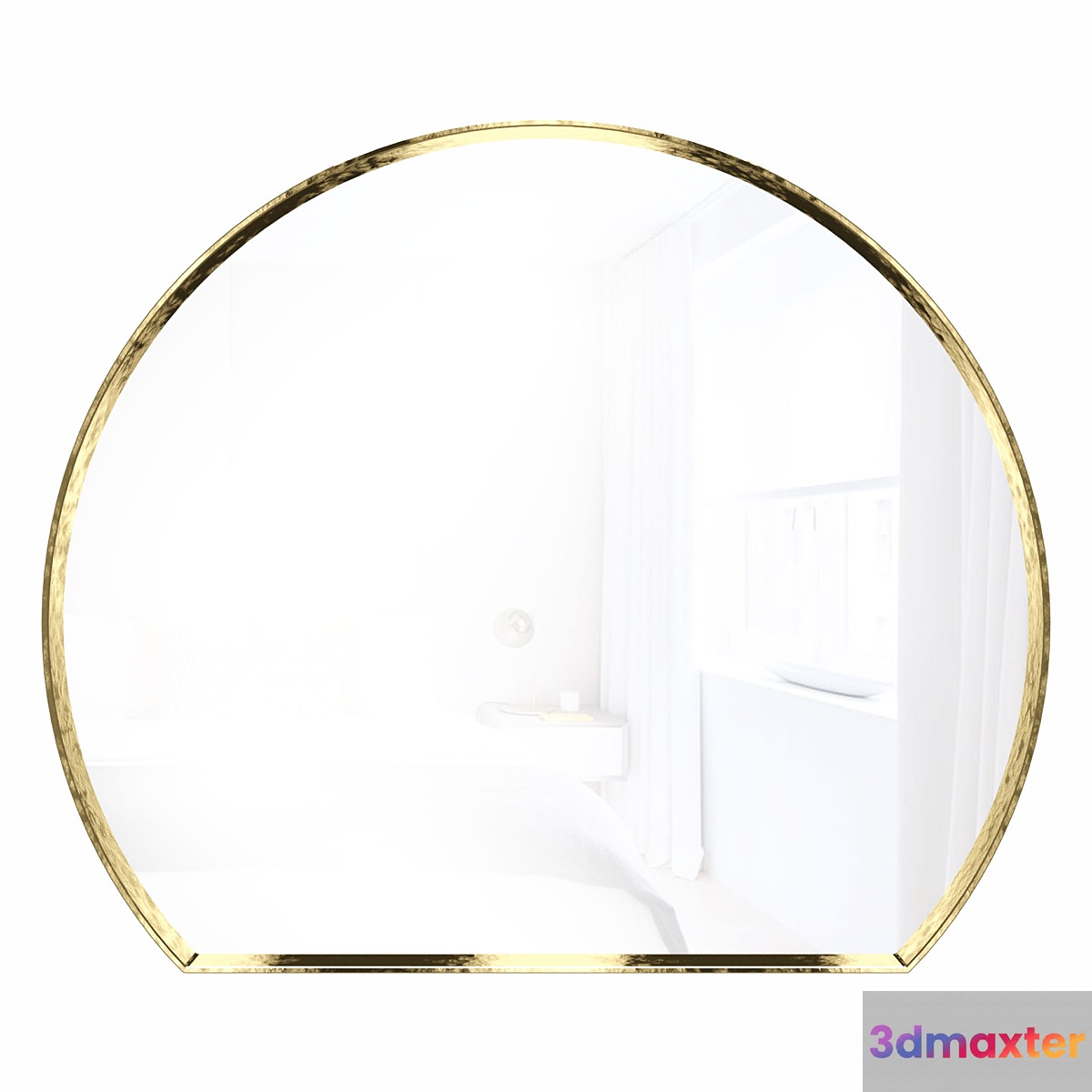 Geometric mirror of irregular shape in Della brass frame 3D Max