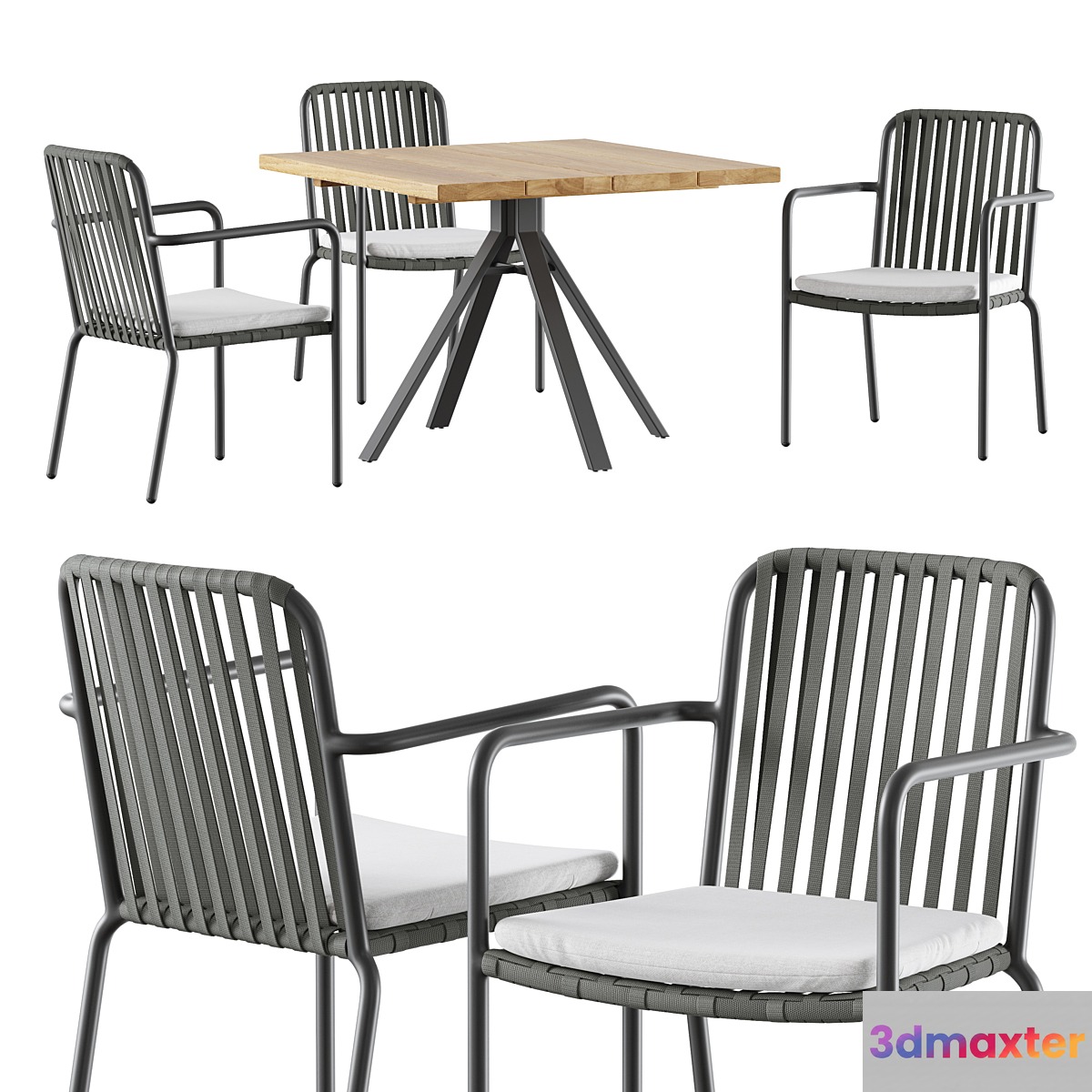 Outdoor garden wicker woven dining set Skyline design Trinity 3D Max