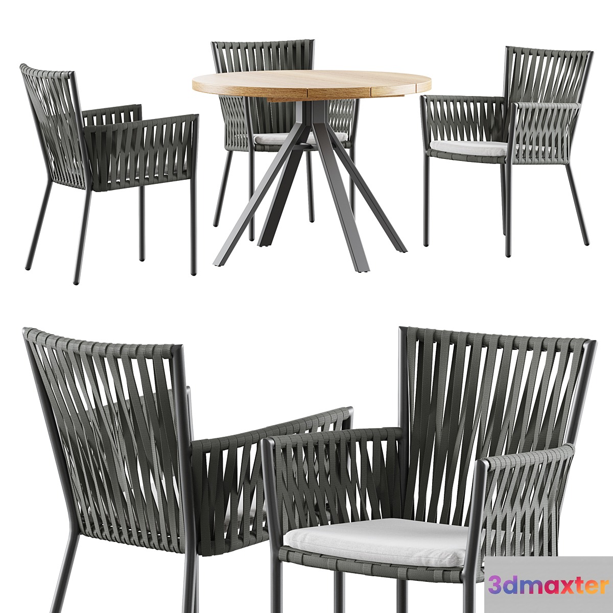 Outdoor garden wicker woven dining set Skyline design Bowline - No.4