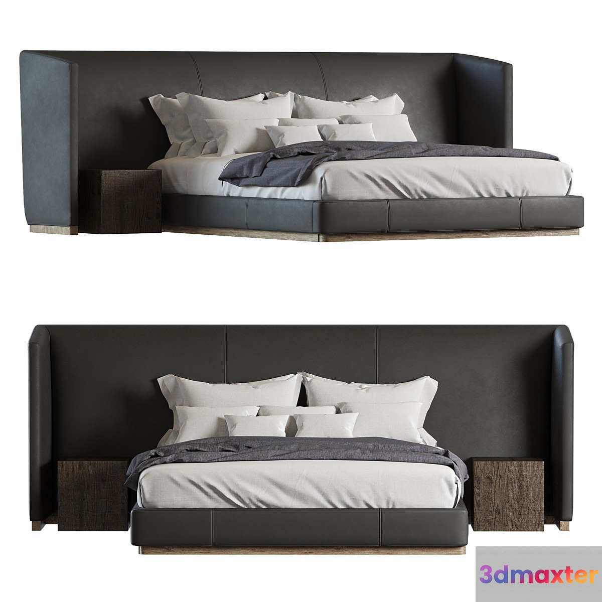 RH ALESSA LEATHER EXTENDED SHELTER BED