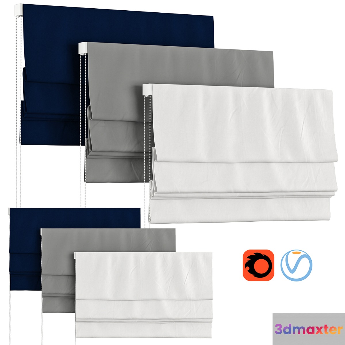 Roman Curtains 77 | Pottery Barn Teen | Classic Metro Roman Blackout Cordless Shade 3D Max