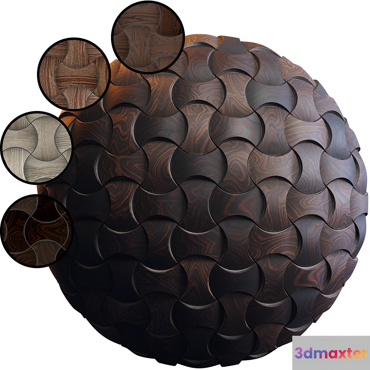 Wooden 3D Panel 03 EFGH | PBR | 4K 3D Max