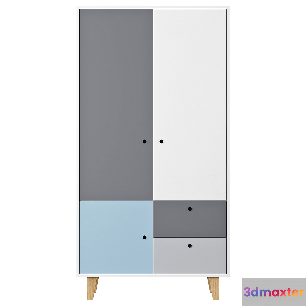 Vox Concept 2 Door Wardrobe in Gray & Blue | Cuckooland 3D Max