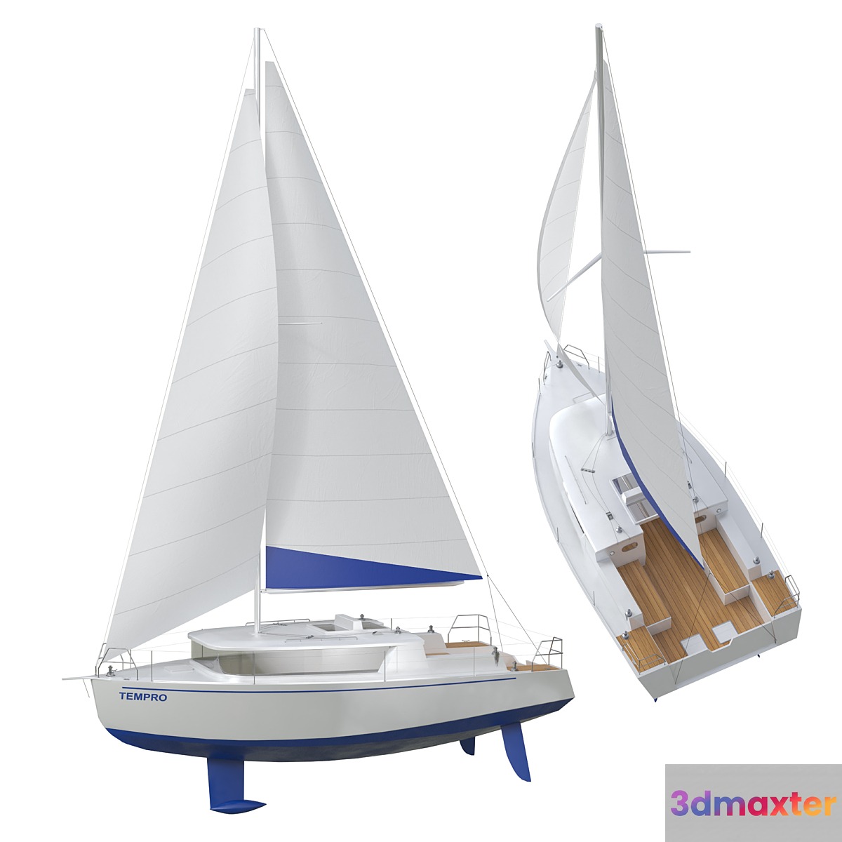 White sailing yacht 3D Max