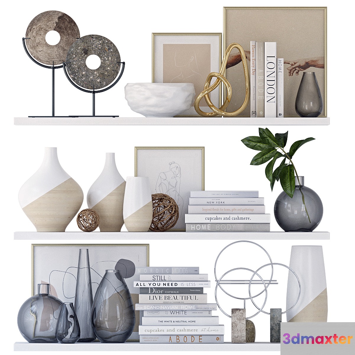 Shelves with decor 3D Max