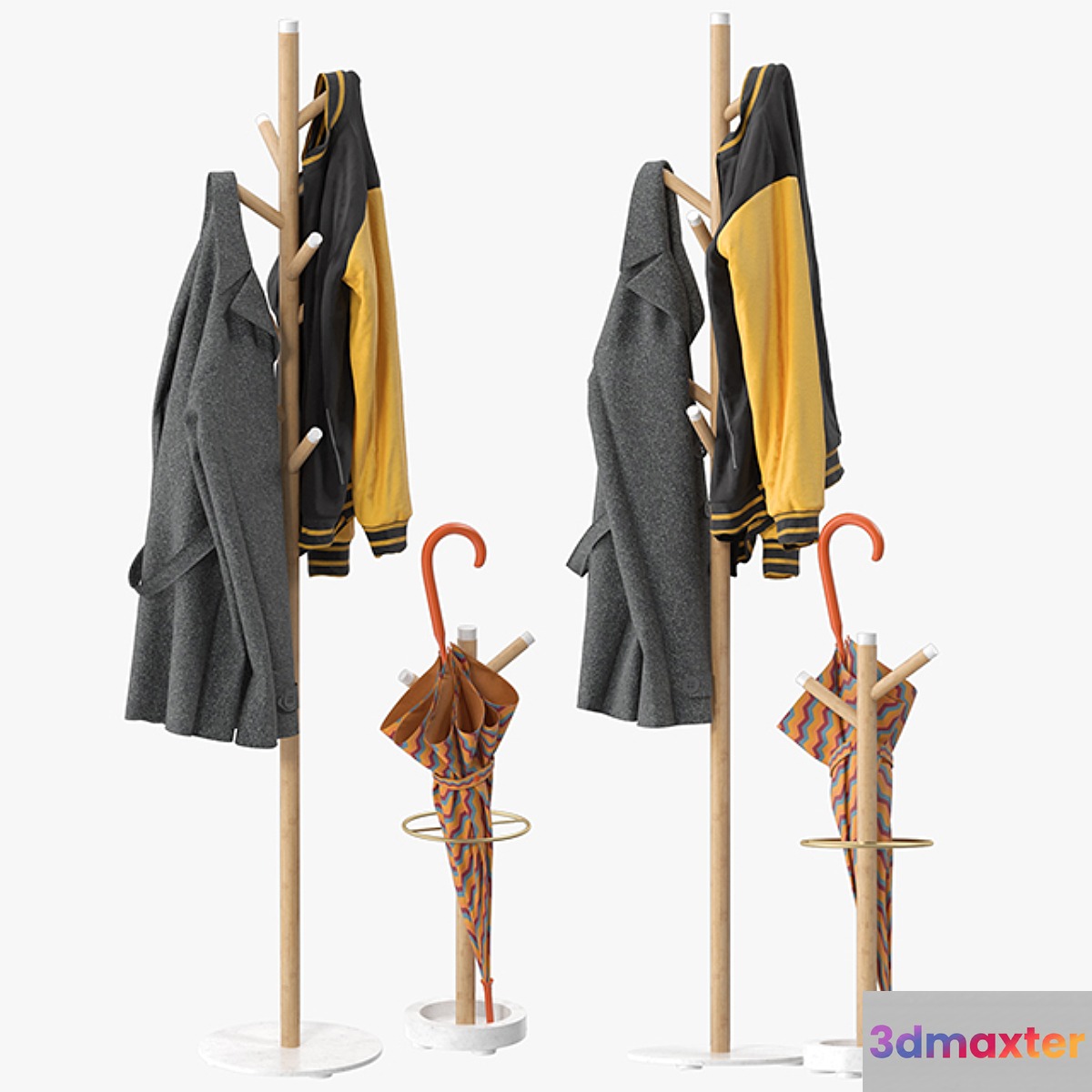 Grace Mango Wood & Marble Coat Rack 3D Max