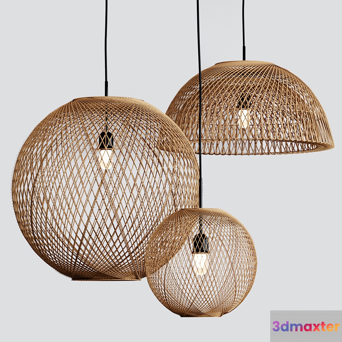 West Elm Wicker Pendant 3D Max