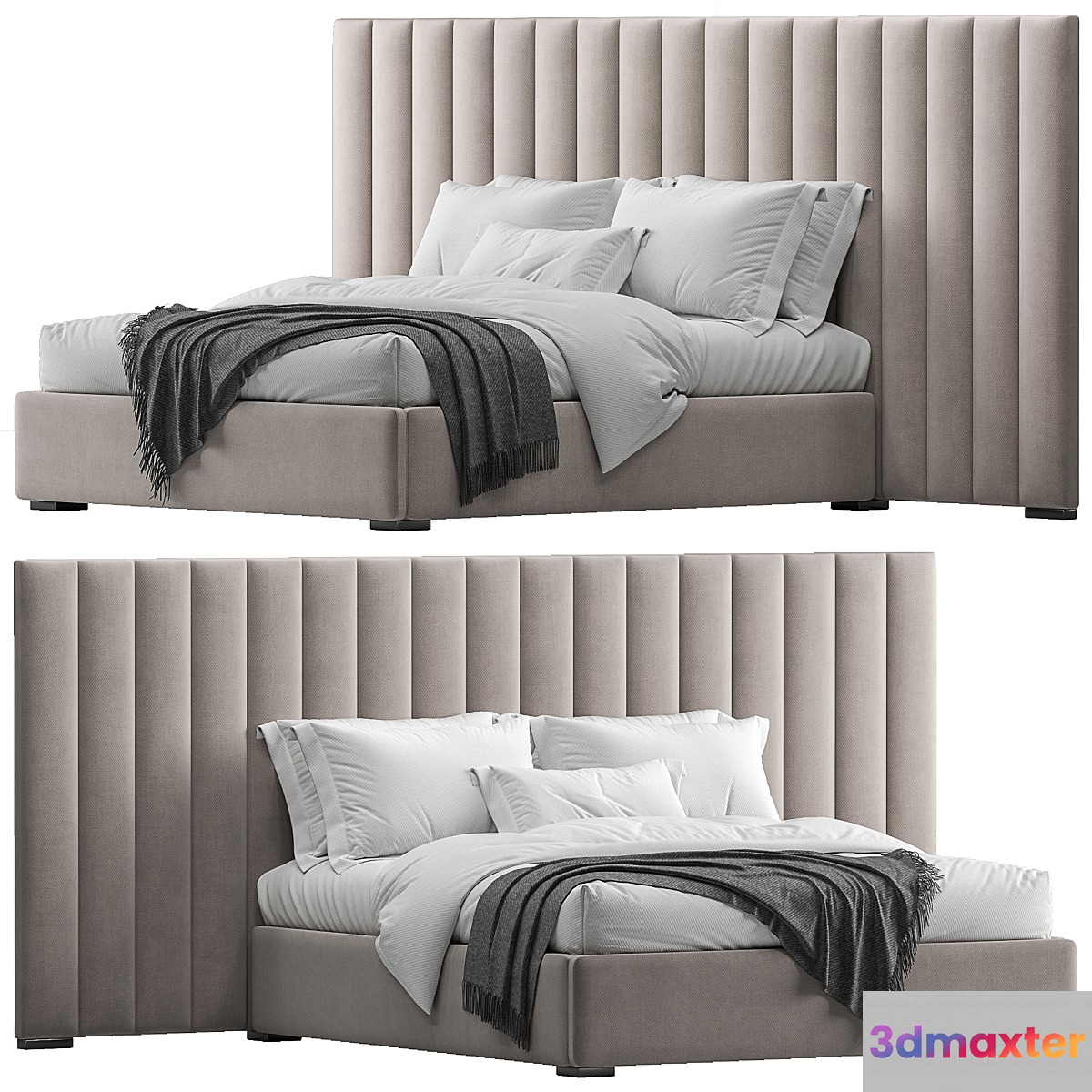 RH Modena Vertical Channel Extended Platform Bed 3D Max