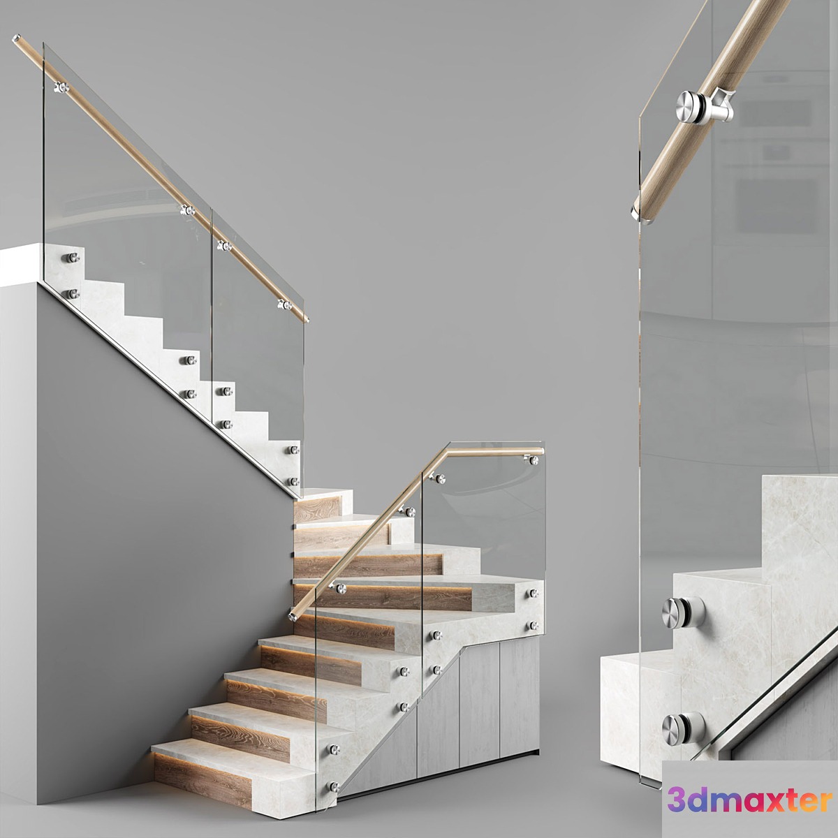 Modern interior stair 3D Max