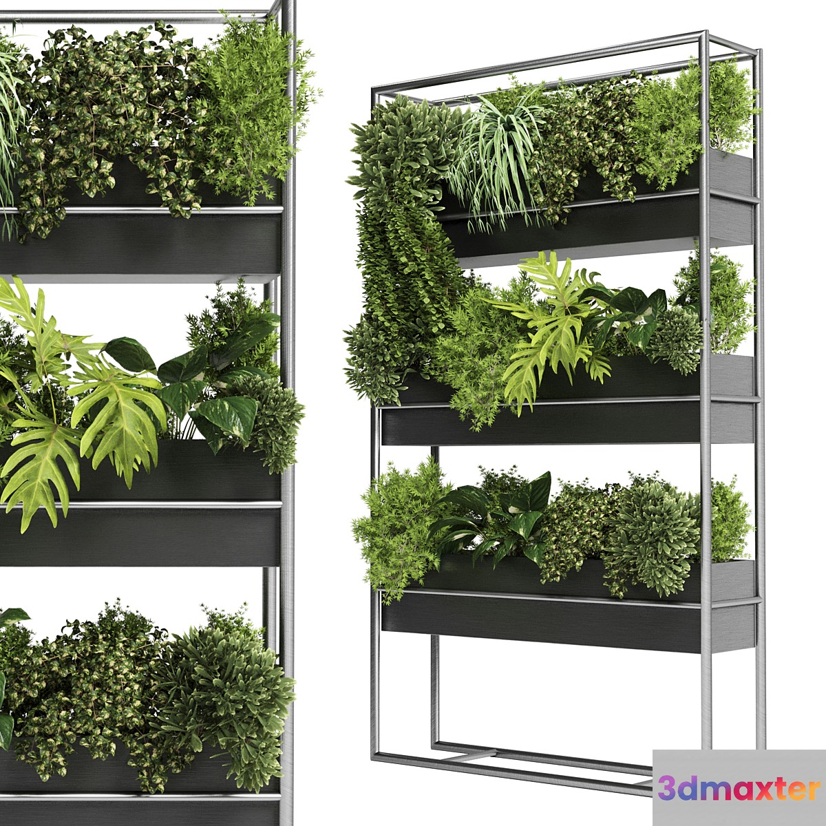 Indoor Plant Plant Stand Metal Vase 02 3D Max