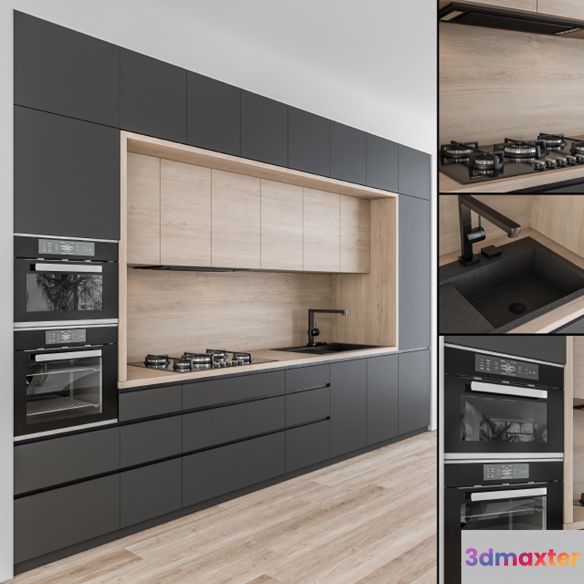 Kitchen Modern - Black and Wood 43