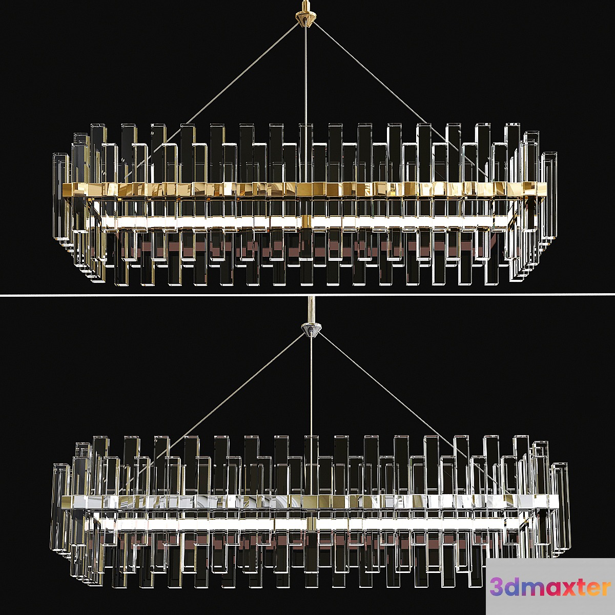 Phoebe Linear LED Crystal Chandelier 3D Max