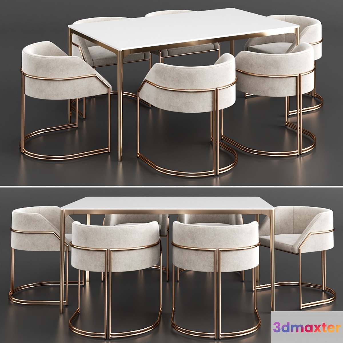 Dinning set 8 3D Max