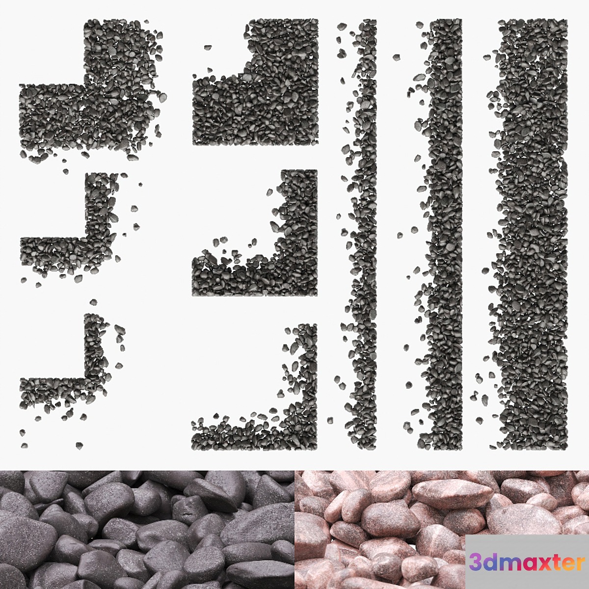 Gradient Pebbles Paths 01 (16-54 mm) 3D Max