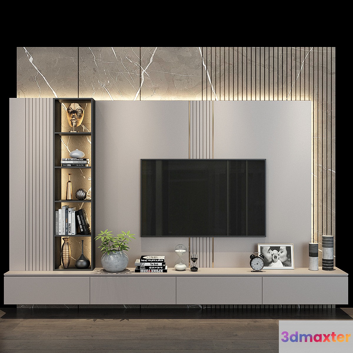 TV Wall set 0177 3D Max