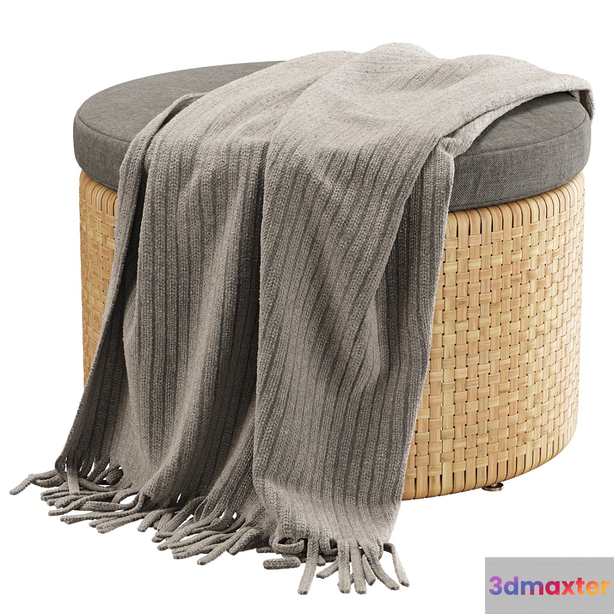 Monica rattan round pouf _ Round rattan pouf - No.2 3D Max