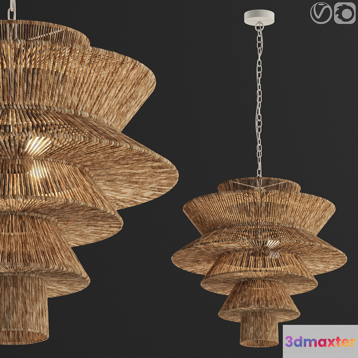 Newport natural chandelier 3D Max
