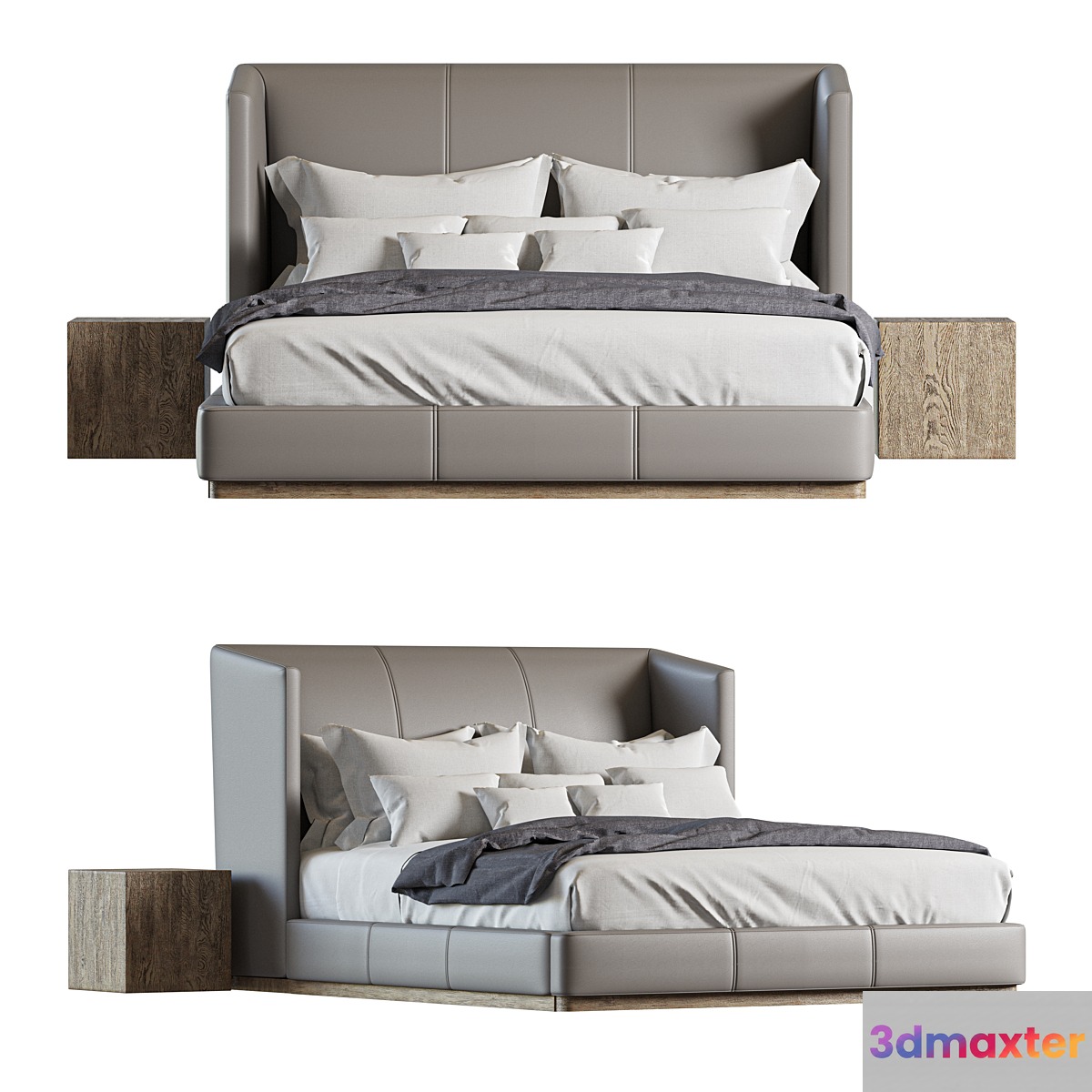 Rh Alessa Leather Shelter Bed