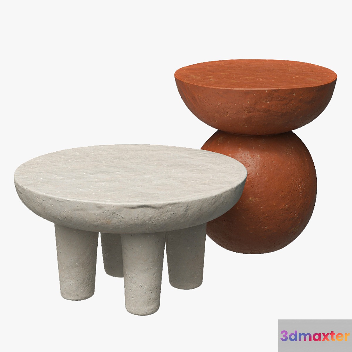 Clay side tables 3D Max
