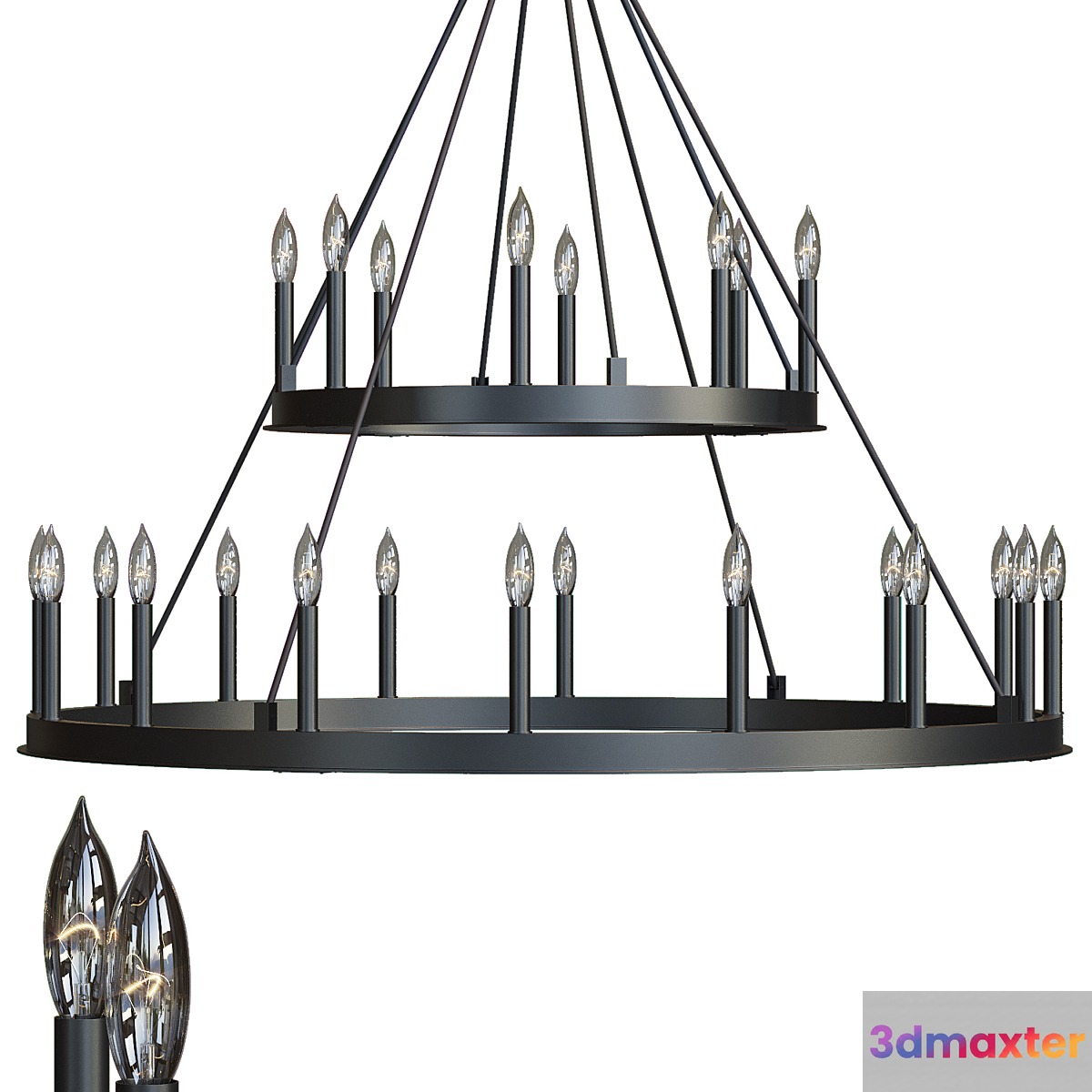 Minimalist Iron Ring Chandelier 24 Lamps 3D Max
