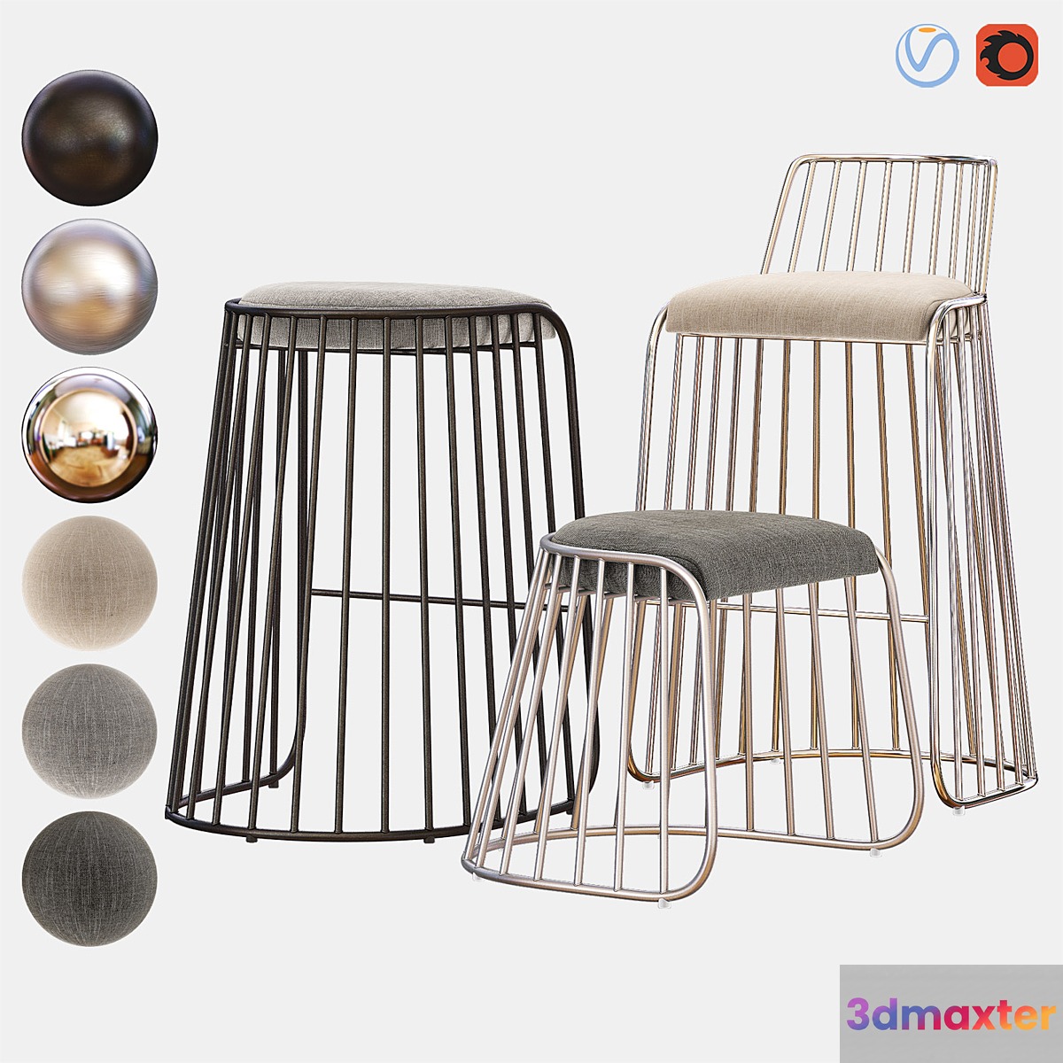 BRIDE's VEIL Bar Chair & Counter Stool 3D Max