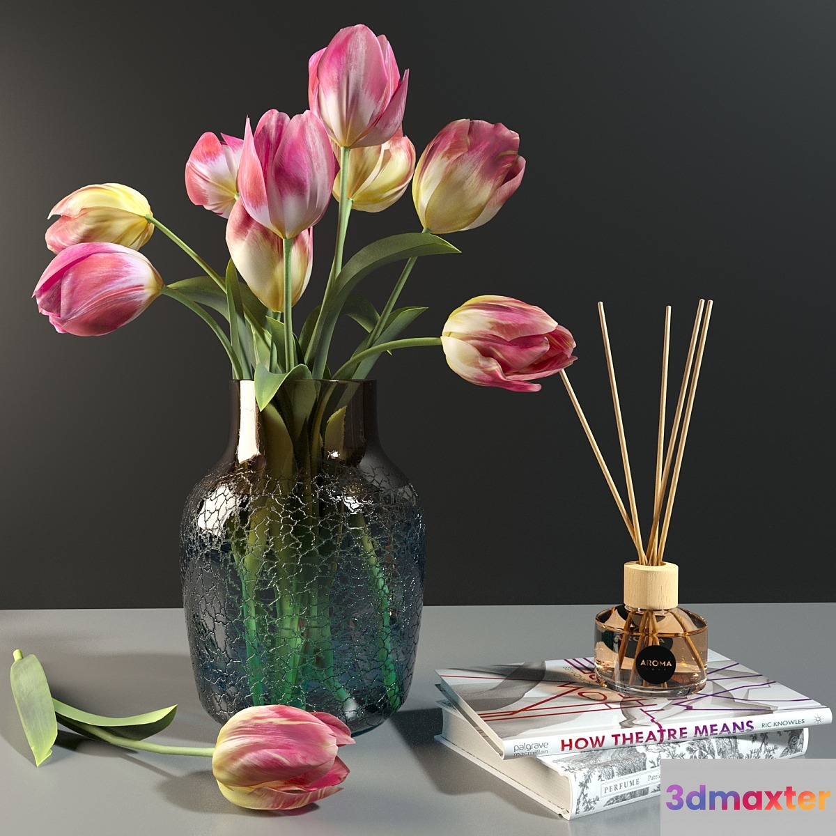Decorative set with tulips 3D Max