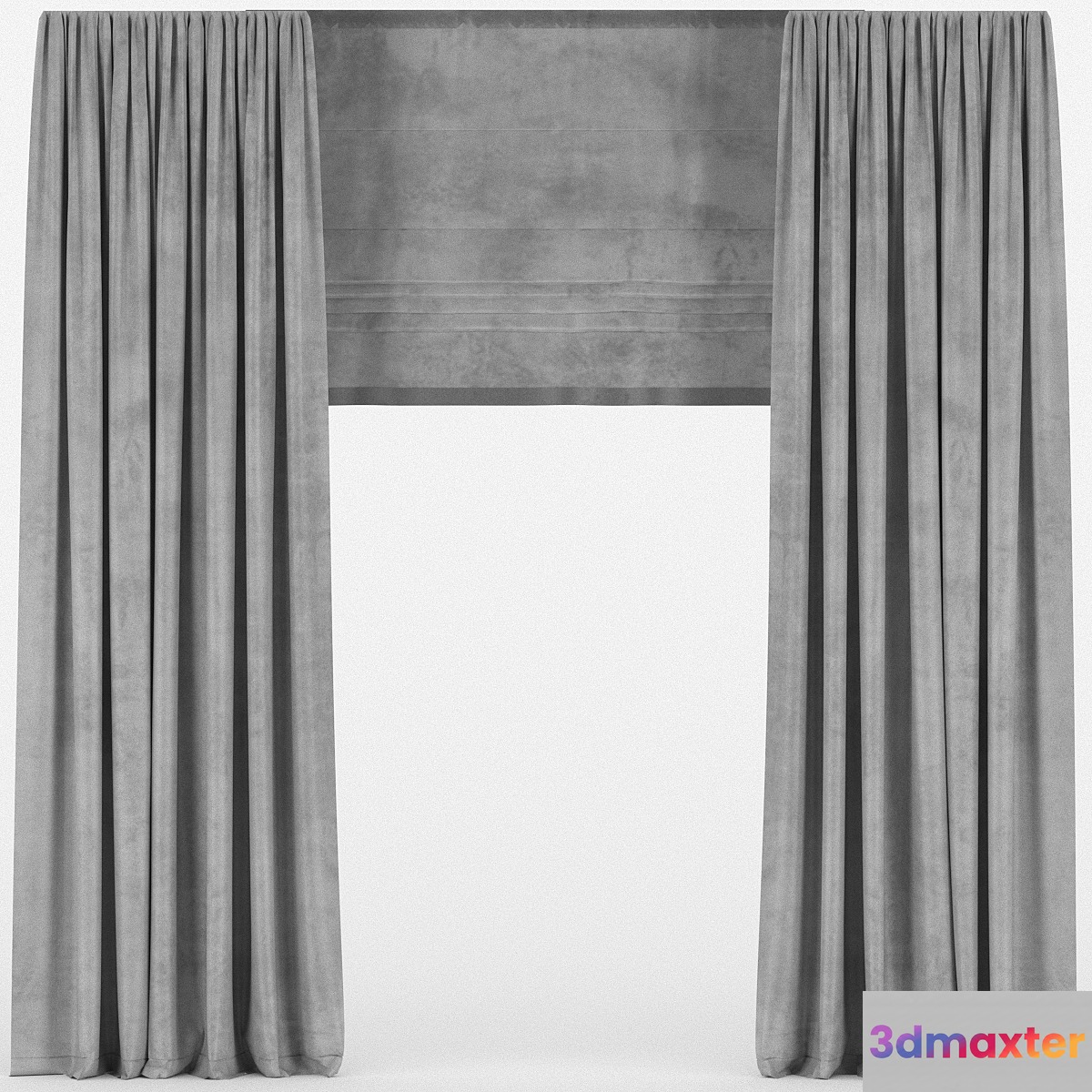 Velvet curtains with roman 3D Max