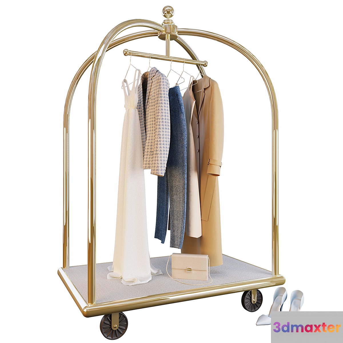 Hotel trolley with clothes 3D Max