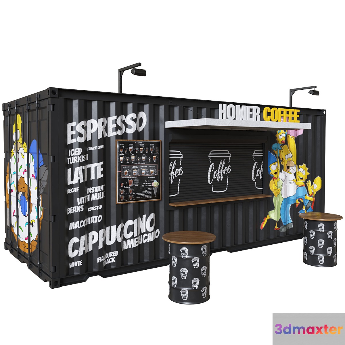 Coffee shop container 3D Max