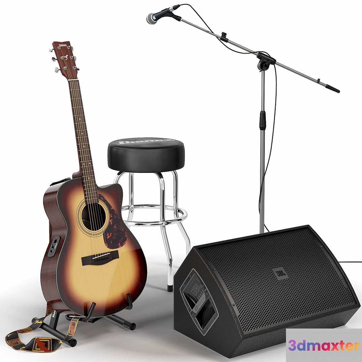 Guitar. Guitar set for stage. Musical instrument. Microphone - No.4