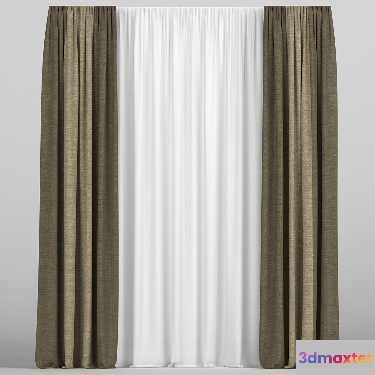 Curtains with tulle 3D Max