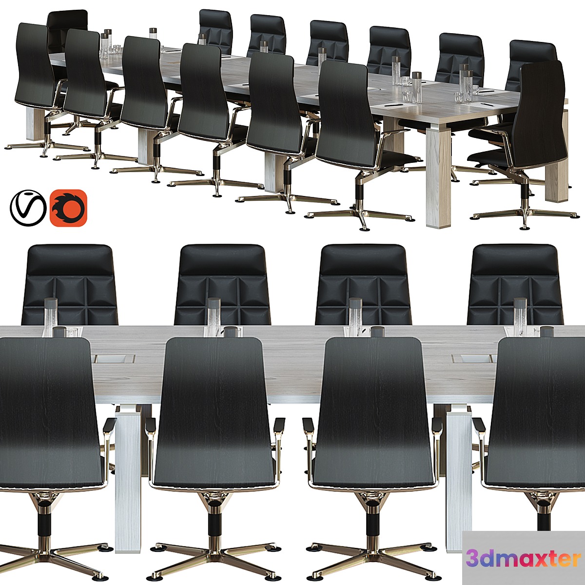 wooden conference table 3D Max