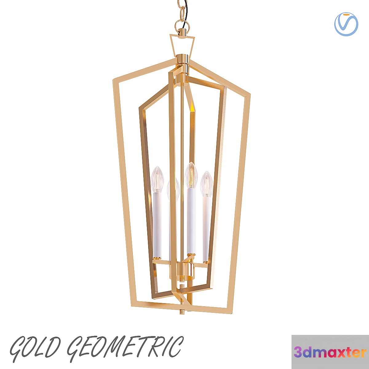 Gold Geometric Pendant 3D Max